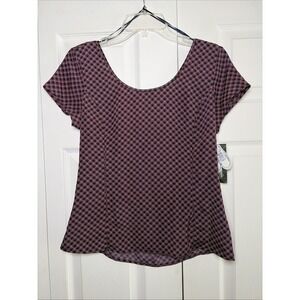 Keds Plaid Bow Back Blouse‎ Womens Size S Navy Red Checkered Y2K Preppy Top